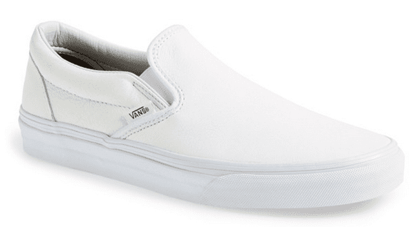 white leather vans slip ons