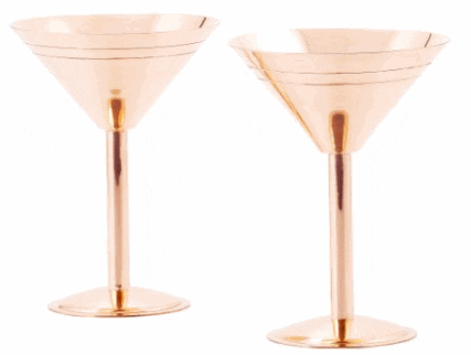 Old Dutch Solid Martini Glasses in Copper