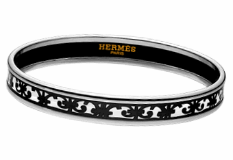 Hermes Printed Enamel Silver Bracelet