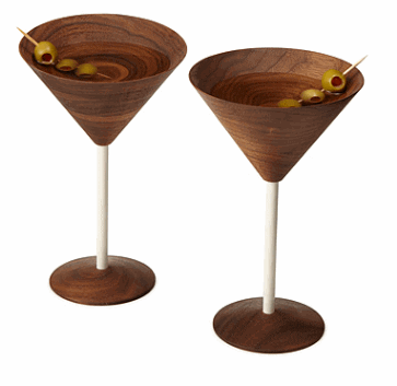 Set of 2 Wooden Martini Glasses
