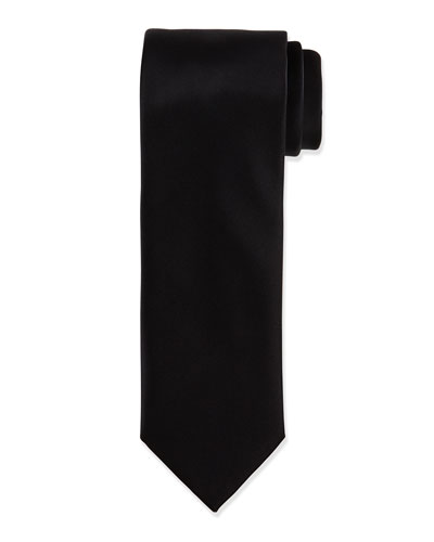Solid Silk Satin Black Tie for Men 2016