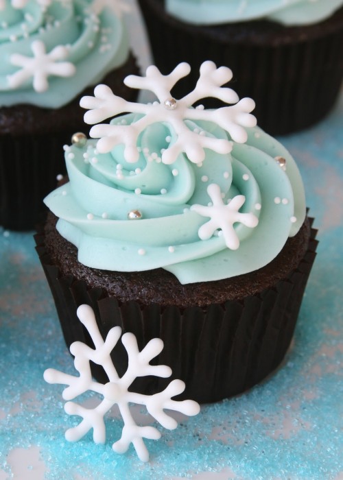 Silver and Blue Snowflake Cupcake Idea