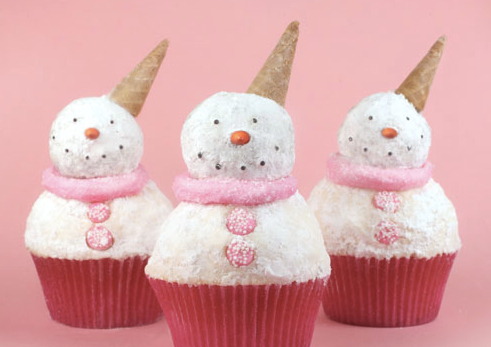 Cute Snowman Cupcakes for Christmas