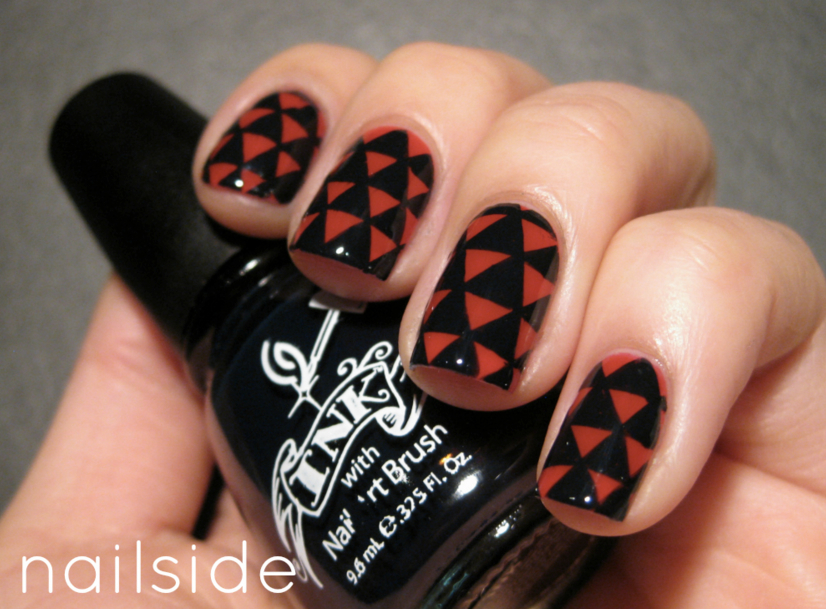 Red & Black Pattern Nail Art and Designs 2016