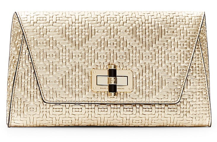 DVF Leather Basketweave Clutch