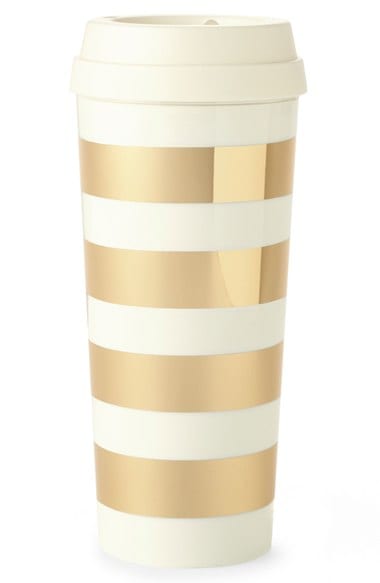 Best Travel Mug: Kate Spade White/Gold Coffee Cup