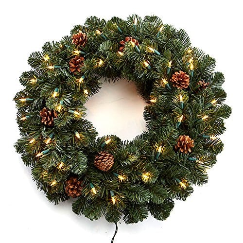Best Christmas Wreaths 2016: 24 inch with White Lights