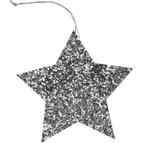 Gift Tags with baker's twine 6 silver glittered Christmas stars