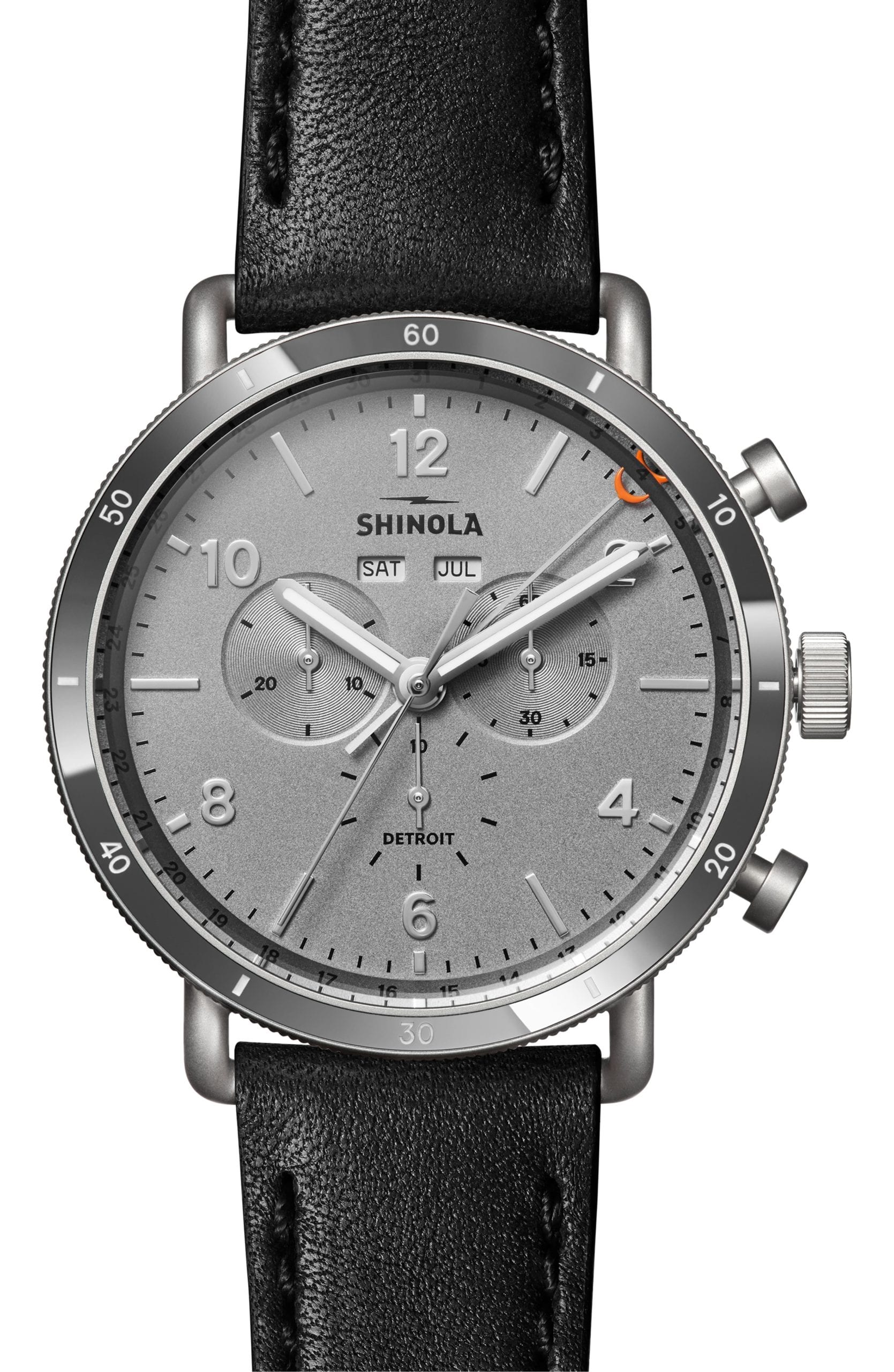 Shinola The Canfield Sport Chronograph Leather Strap Watch