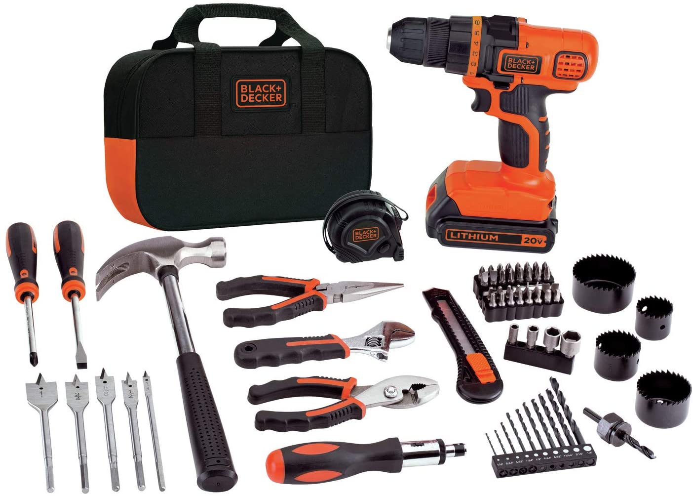 Black + Decker 20V Max Drill Home Tool Kit