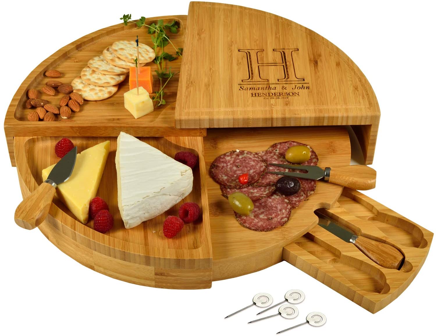 Custom Personalized Bamboo Cheese & Charcuterie Board