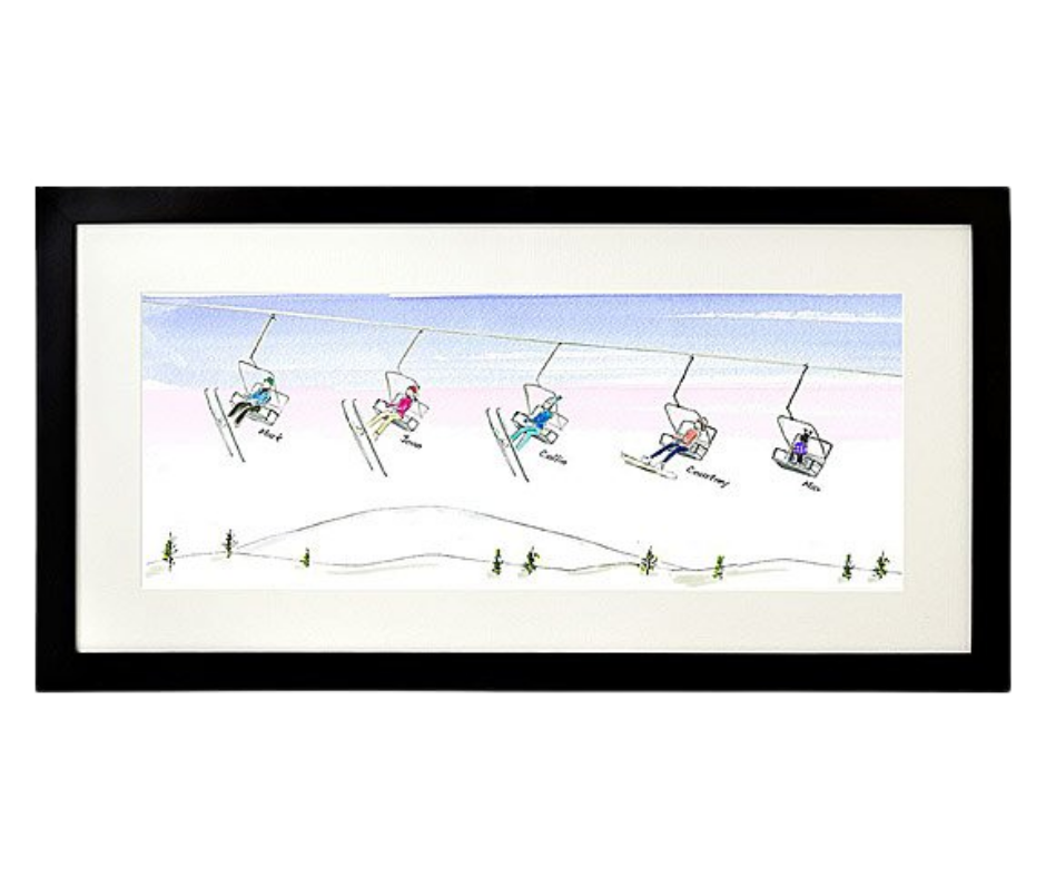 Personalized Family Ski & Snowboard Art