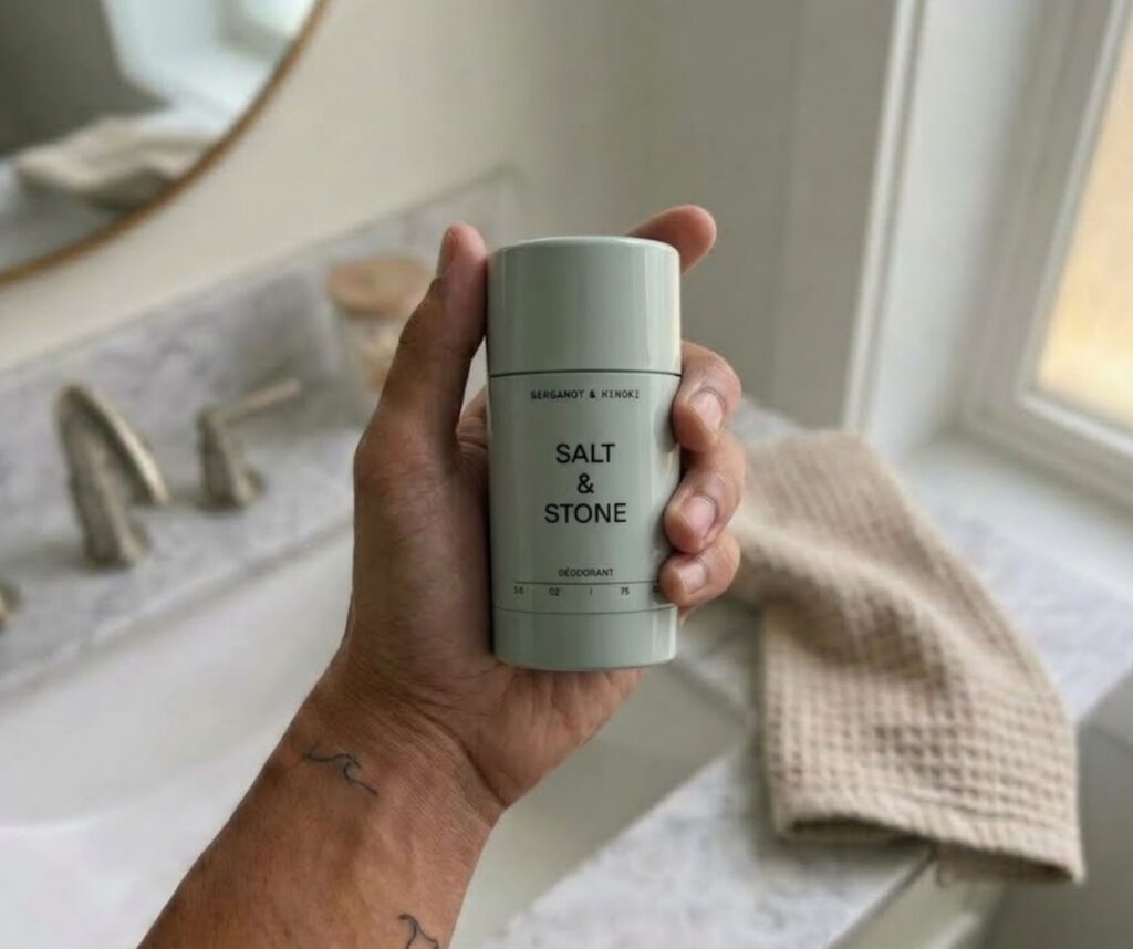 Salt and Stone deodorant gel in bergamot and hinoki