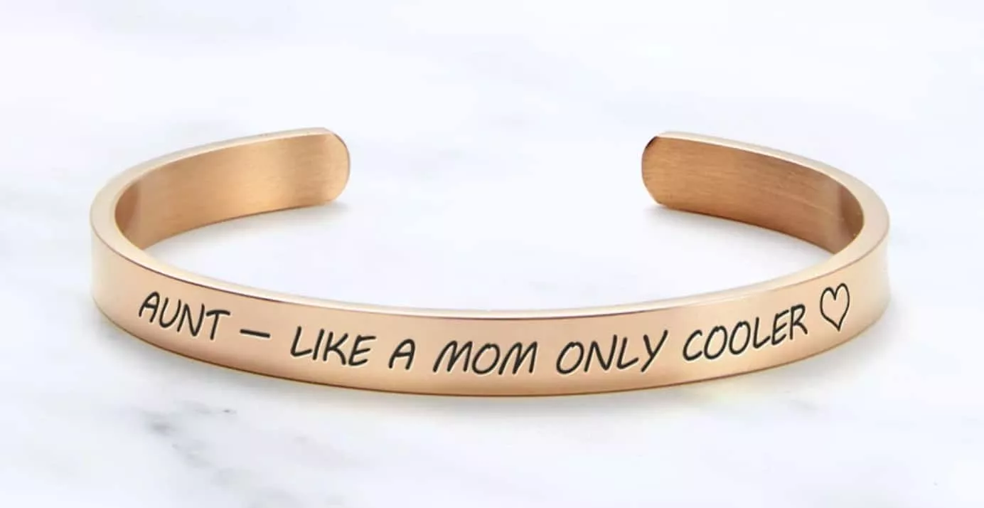 Aunt- Like a Mom Only Cooler Cuff Bracelet